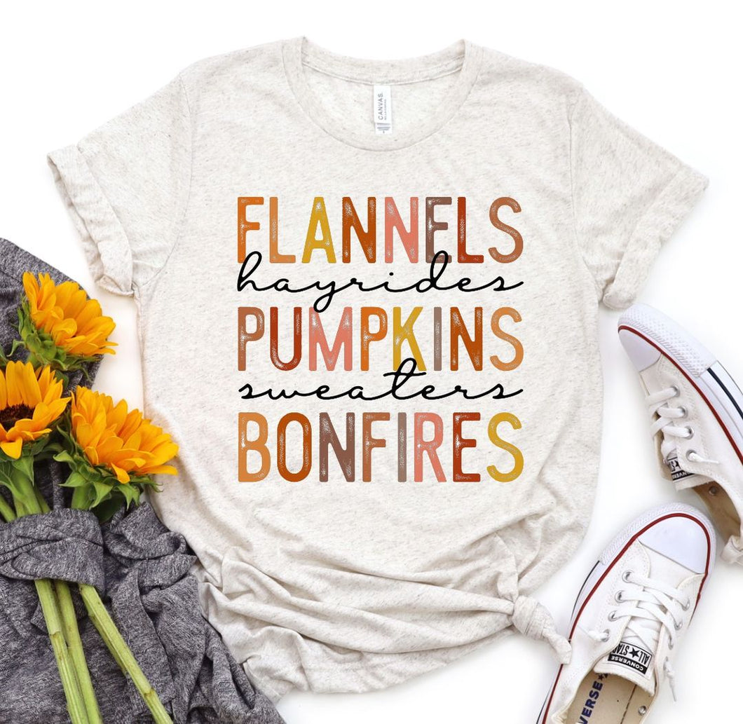 Flannels Hayrides Pumpkins Sweaters Bonfires🍁