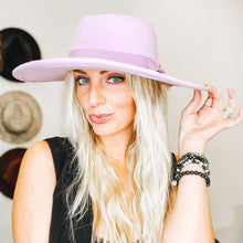 Load image into Gallery viewer, Boujie Bee Felt Lilac Outback Fedora with Ribbon Band