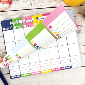 NEW! Peek at the Week® Weekly Planner Pad | Checklists, Priorities, Dry Erase Backer | Simple Cheery Week