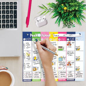 NEW! Peek at the Week® Weekly Planner Pad | Checklists, Priorities, Dry Erase Backer | Simple Cheery Week