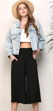Load image into Gallery viewer, Black Smocked Waist Gaucho Pants 1354