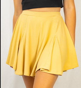 Ribbed Pleated Skirt with Built-In Shorts - Honey 365