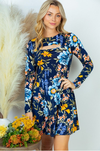 Long Sleeve Floral Dress with Built in Shorts 273