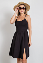 Load image into Gallery viewer, Flowy Everyday Butter Soft Dress with side slit - Black 276